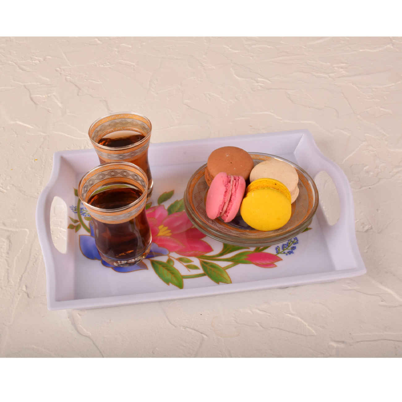 Price and Buy Melamine Serving Tray with Handle Durable & Lightweight Floral Design - Image 4