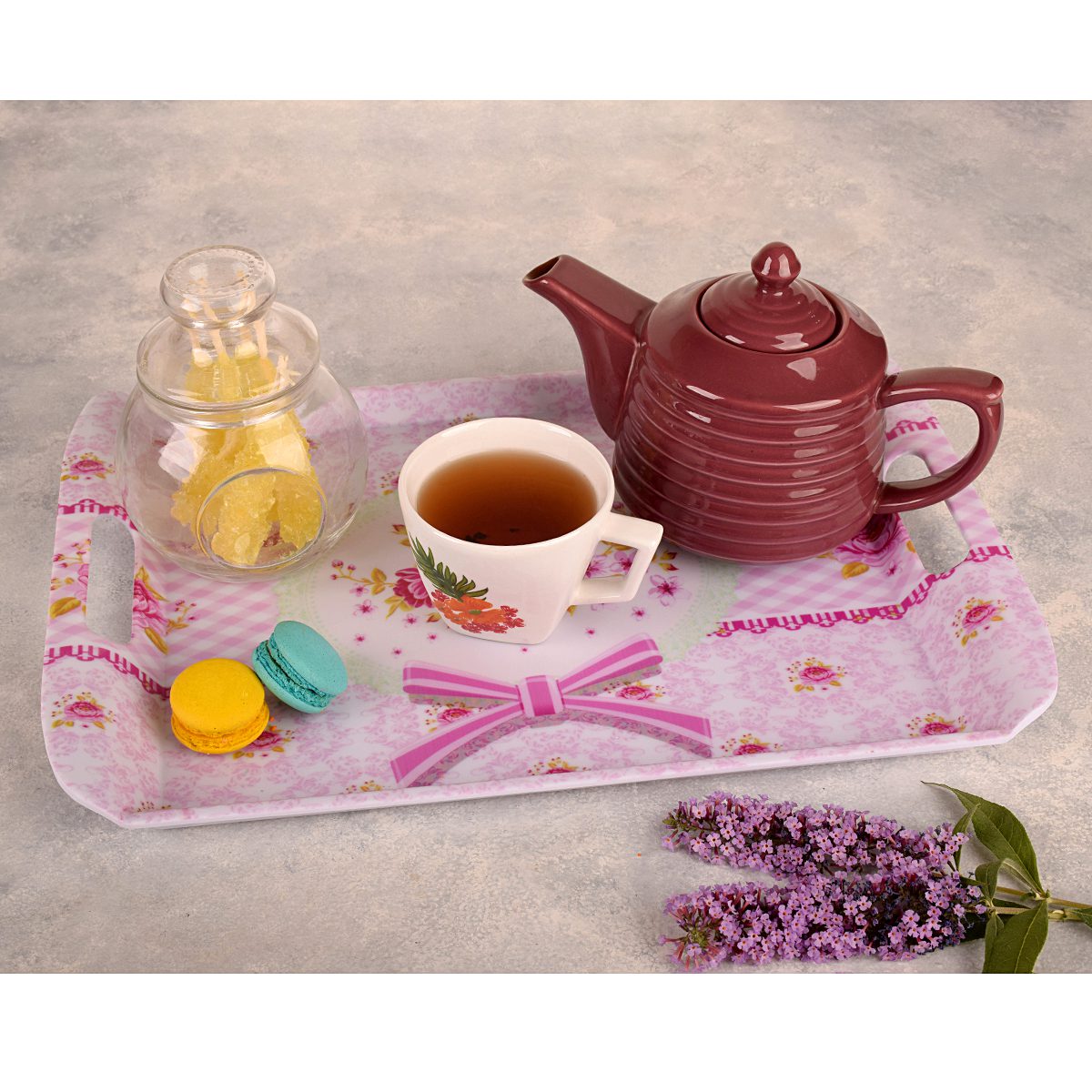Price and Buy Melamine Serving Tray with Handle Lightweight Bow Design - Image 4