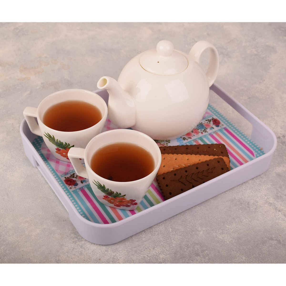 Price and Buy Melamine Serving Tray with Handle Lightweight Floral Design - Image 3