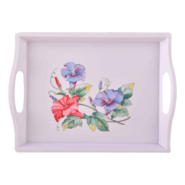 Price and Buy Melamine Serving Tray with Handle Lightweight Flowers Design_68fe562edfeec.jpeg Price and Buy Melamine Serving Tray with Handle Lightweight Flowers Design