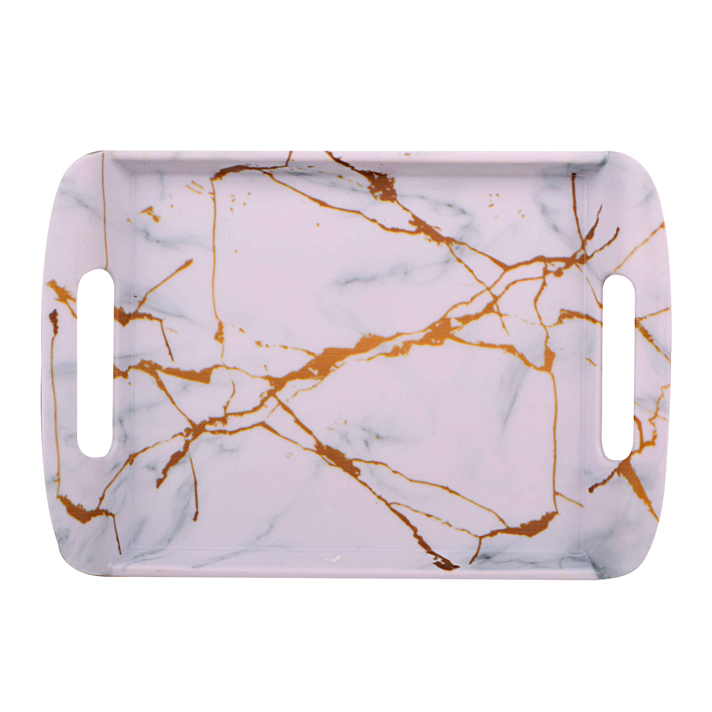 Price and Buy Melamine Serving Tray with Handle Lightweight Marble Design