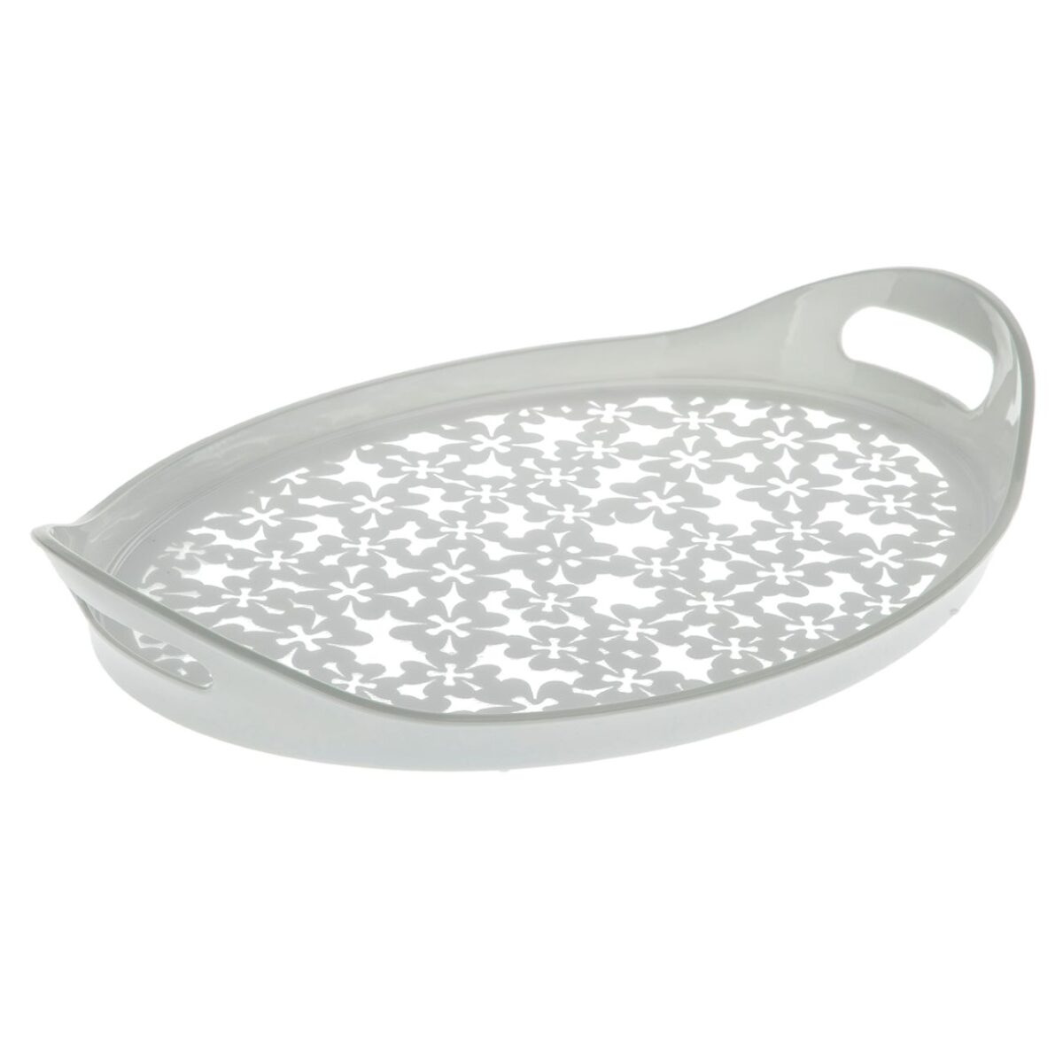 Price and Buy Melamine Tray Floral White & Gray for Serving