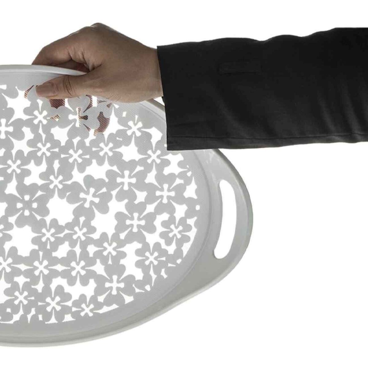 Price and Buy Melamine Tray Floral White & Gray for Serving - Image 4