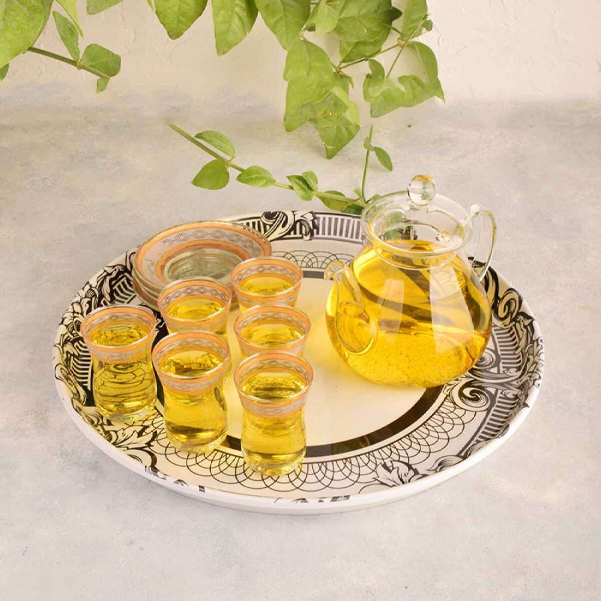 Price and Buy Melamine Tray Round for Drink Serving Floral - Image 3