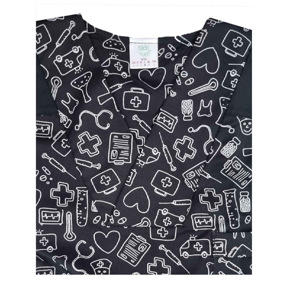 Price and Buy Men’s Black Medical Scrub Top & Cap Set – Sleek & Professional - Image 6