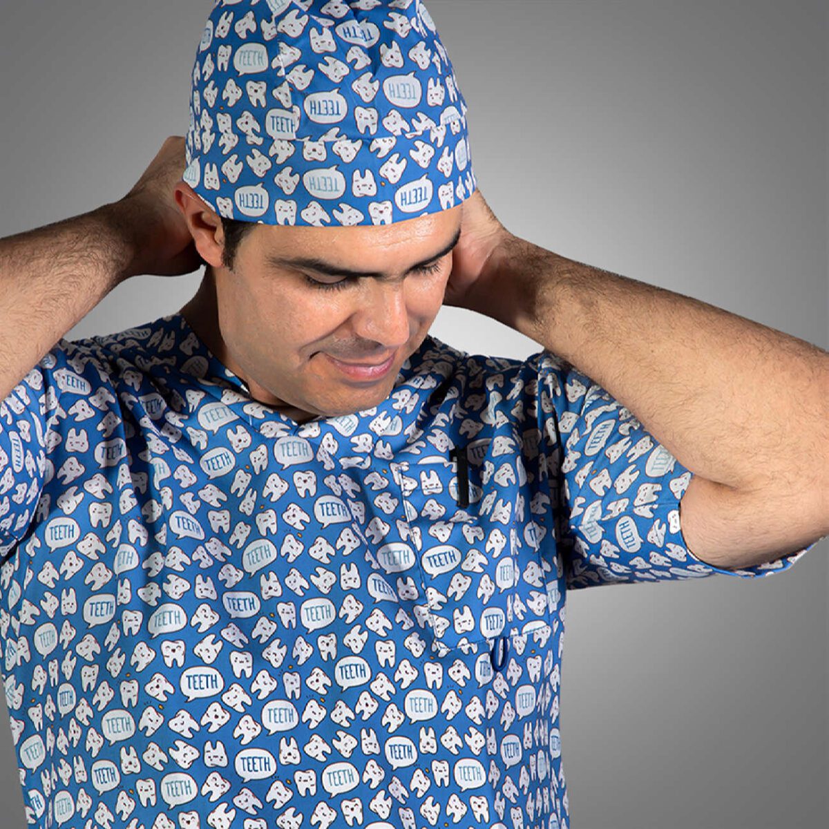 Price and Buy Men’s Blue Dental Scrub Top & Cap Set – Professional & Practical - Image 6
