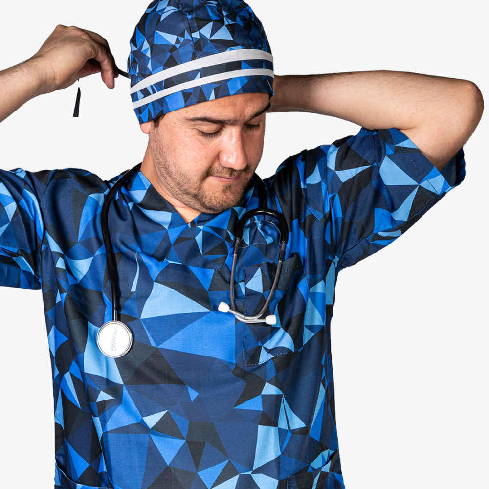 Price and Buy Men’s Blue Nursing Uniform – Top & Cap Set