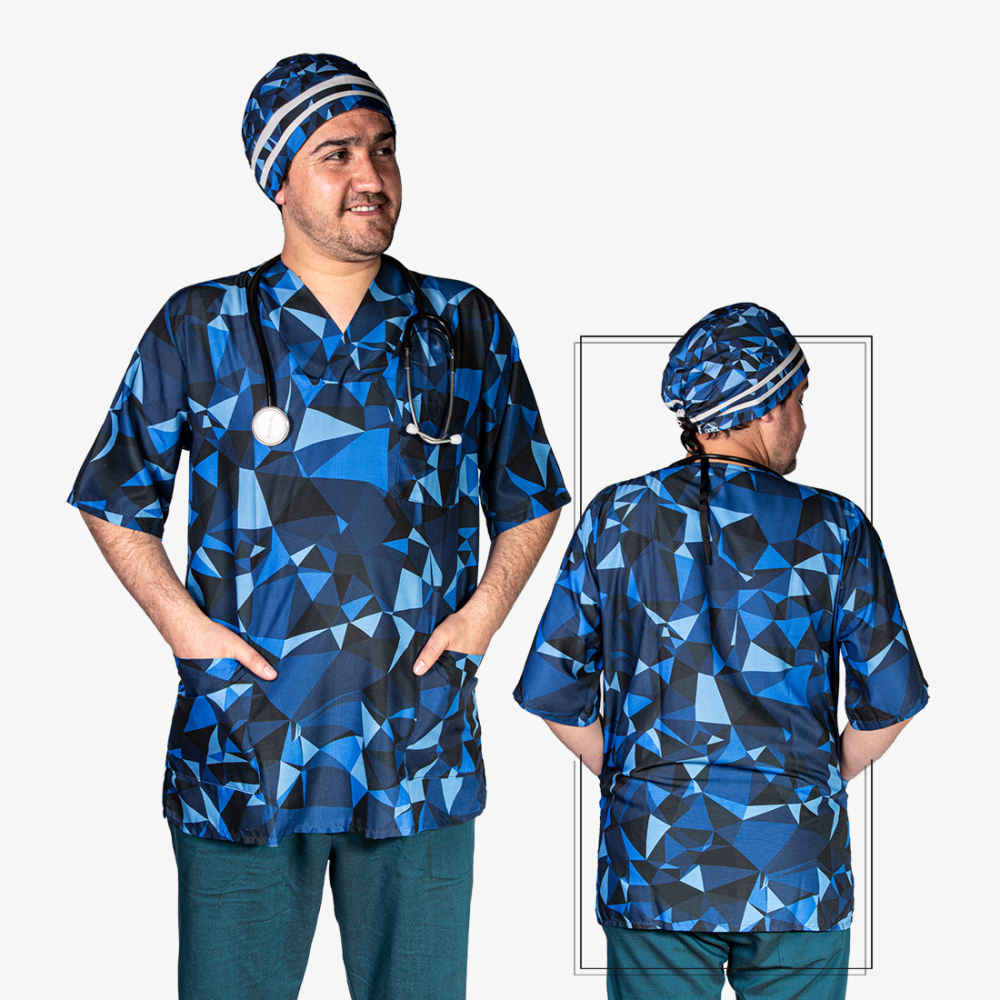 Price and Buy Men’s Blue Nursing Uniform – Top & Cap Set - Image 5