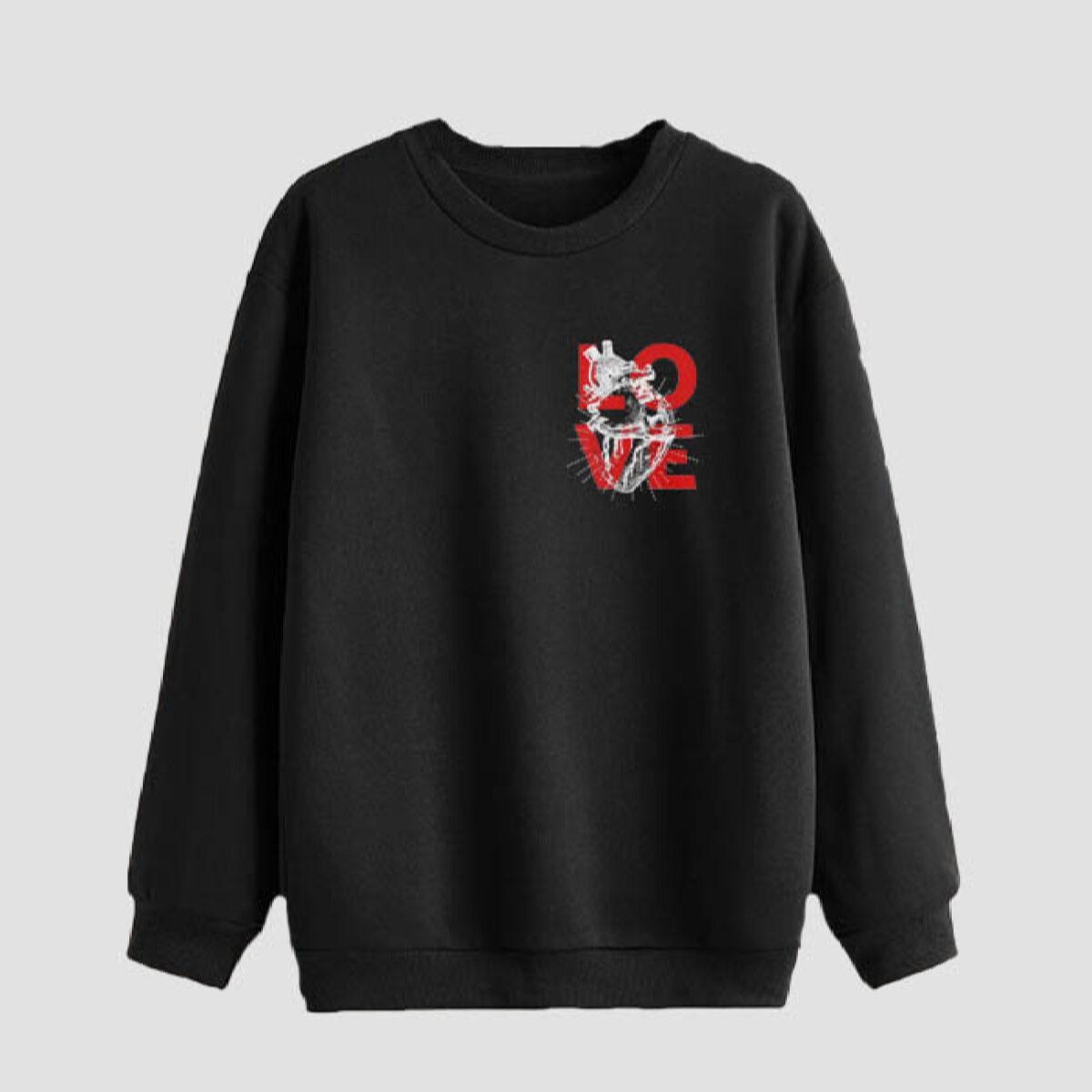 Price and Buy Men’s Crewneck Sweatshirt Cotton Black Love Design
