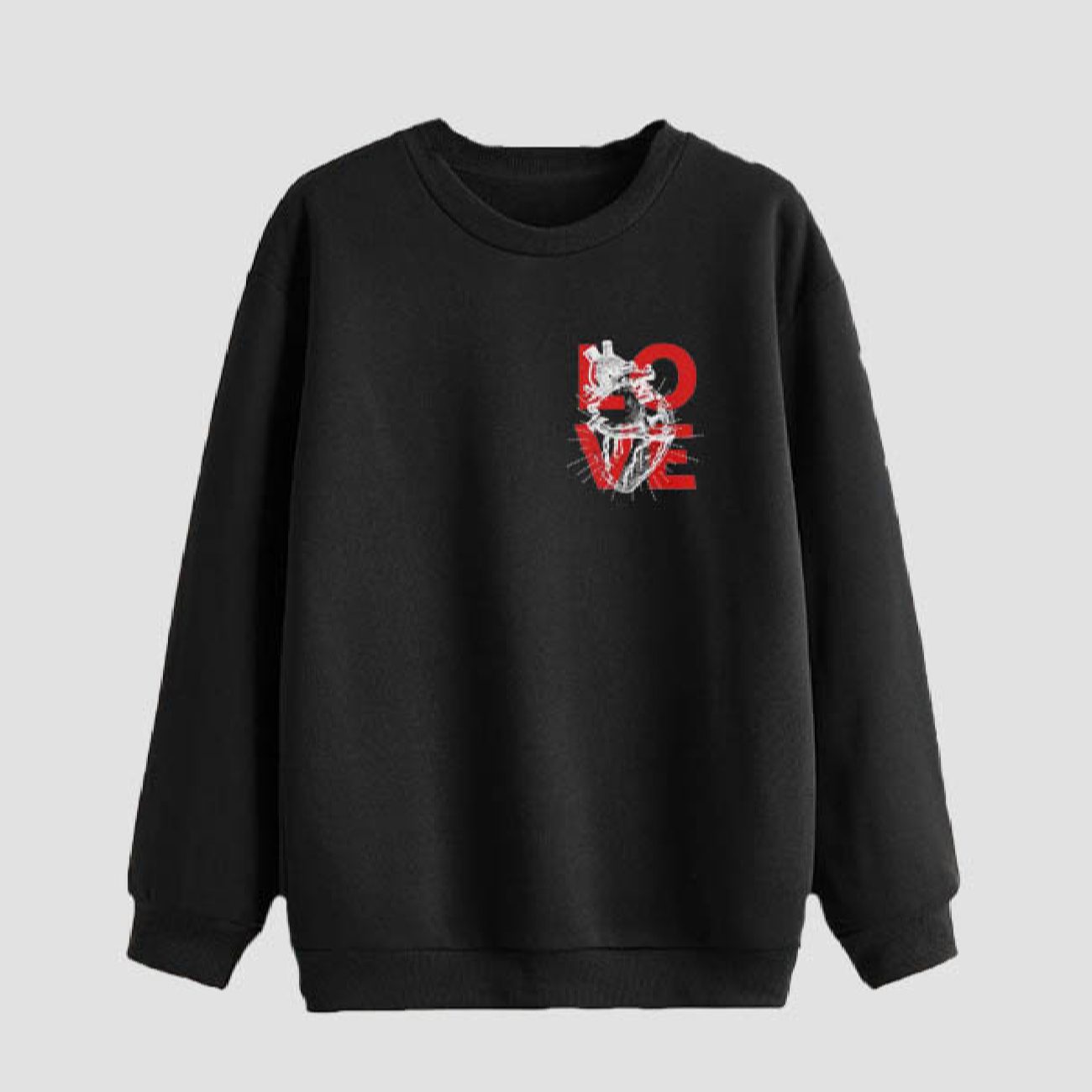 Price and Buy Men’s Crewneck Sweatshirt Cotton Black Love Design