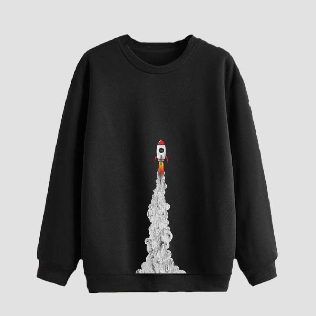 Price and Buy Men’s Crewneck Sweatshirt Cotton Black Spaceship