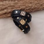 Price and Buy Men’s Leather Bracelet with Kaveh Flag, Silver and Gold Color, Stainless Steel, Color-Resistant