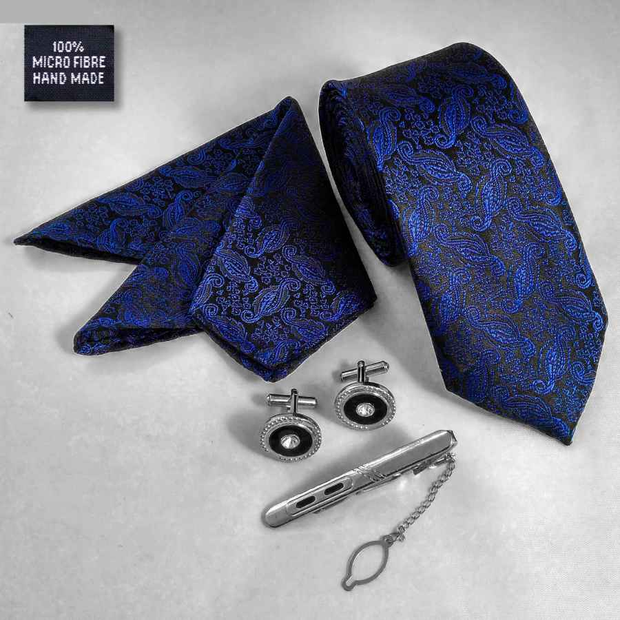 Price and Buy Men’s Tie, Handkerchief & Cufflinks Neckwear Set – Luxurious Ocean - Image 3