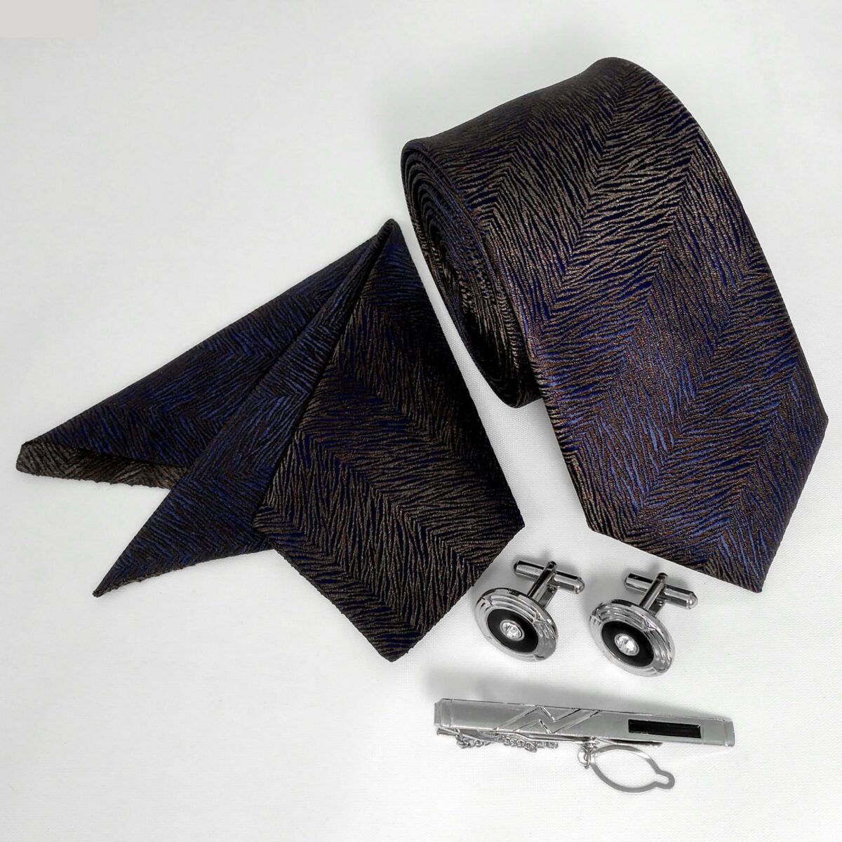 Price and Buy Men’s Tie, Handkerchief & Cufflinks Neckwear Set – Luxurious Purple - Image 3