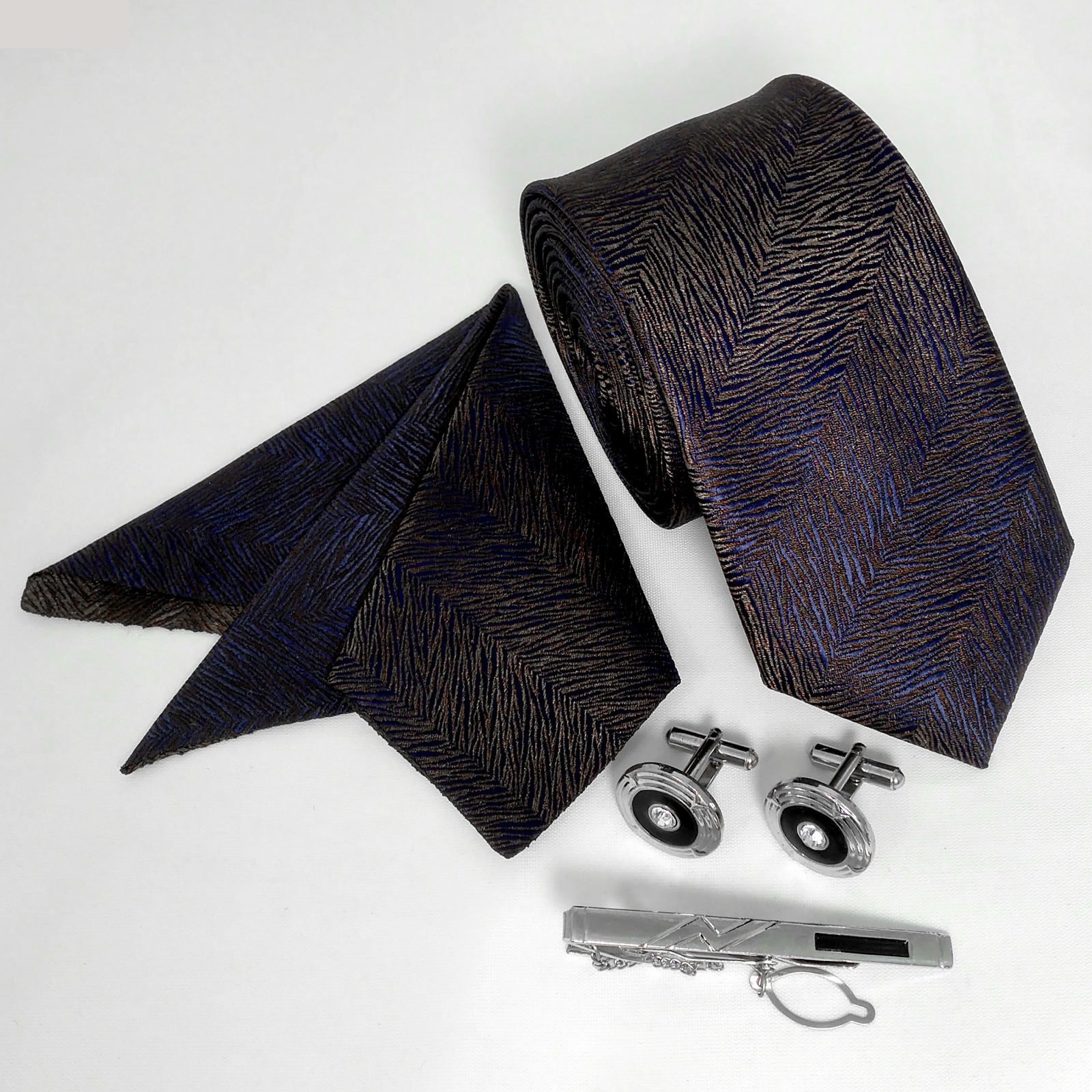 Price and Buy Men’s Tie, Handkerchief & Cufflinks Neckwear Set – Luxurious Purple - Image 3