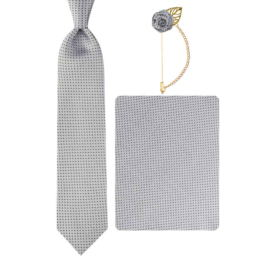 Price and Buy Men’s Tie, Handkerchief & Cufflinks Neckwear Set – Luxurious White - Image 3