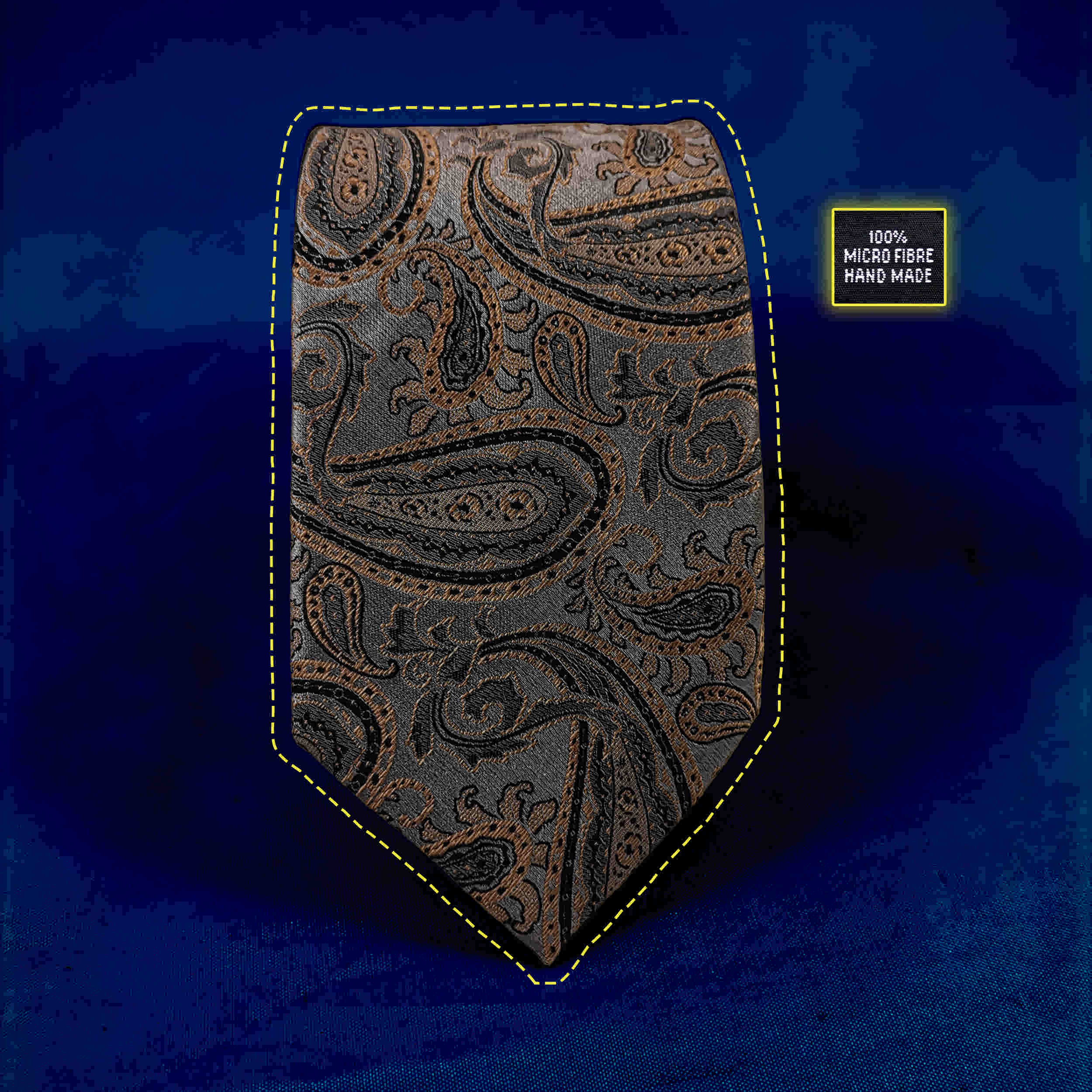 Price and Buy Men’s Tie Set with Pocket Square, Cufflinks, and Socks with Paisley Design in Gray - Image 4