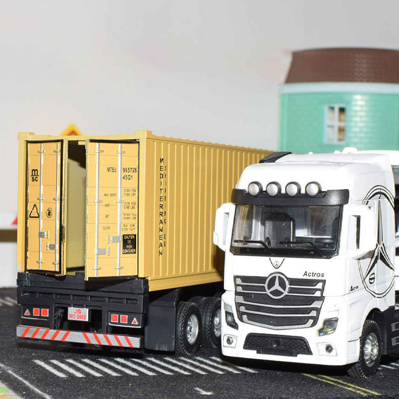 Price and Buy Mercedes-Benz Actros 1996 Toy Truck – with MSC Shipping Container and Intricate Details - Image 3
