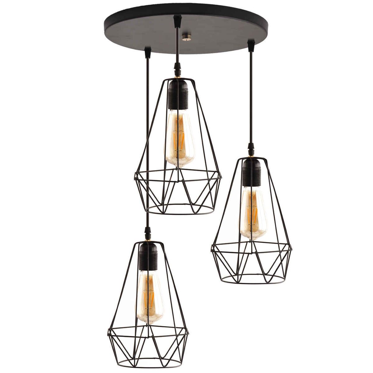 Price and Buy Metal Cluster Pendant Light with Metal Diamond Lampshade 3- Lights