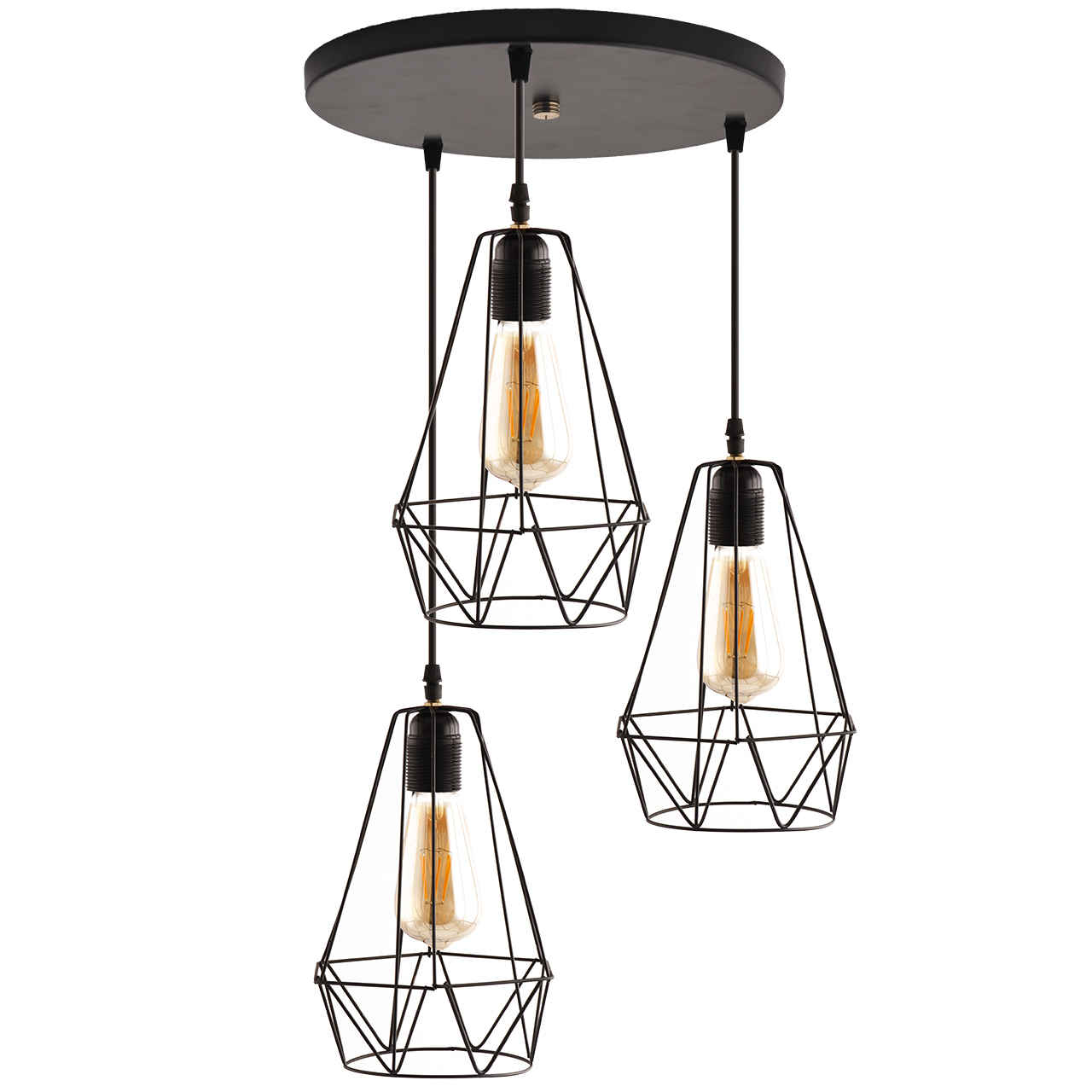 Price and Buy Metal Cluster Pendant Light with Metal Diamond Lampshade 3- Lights