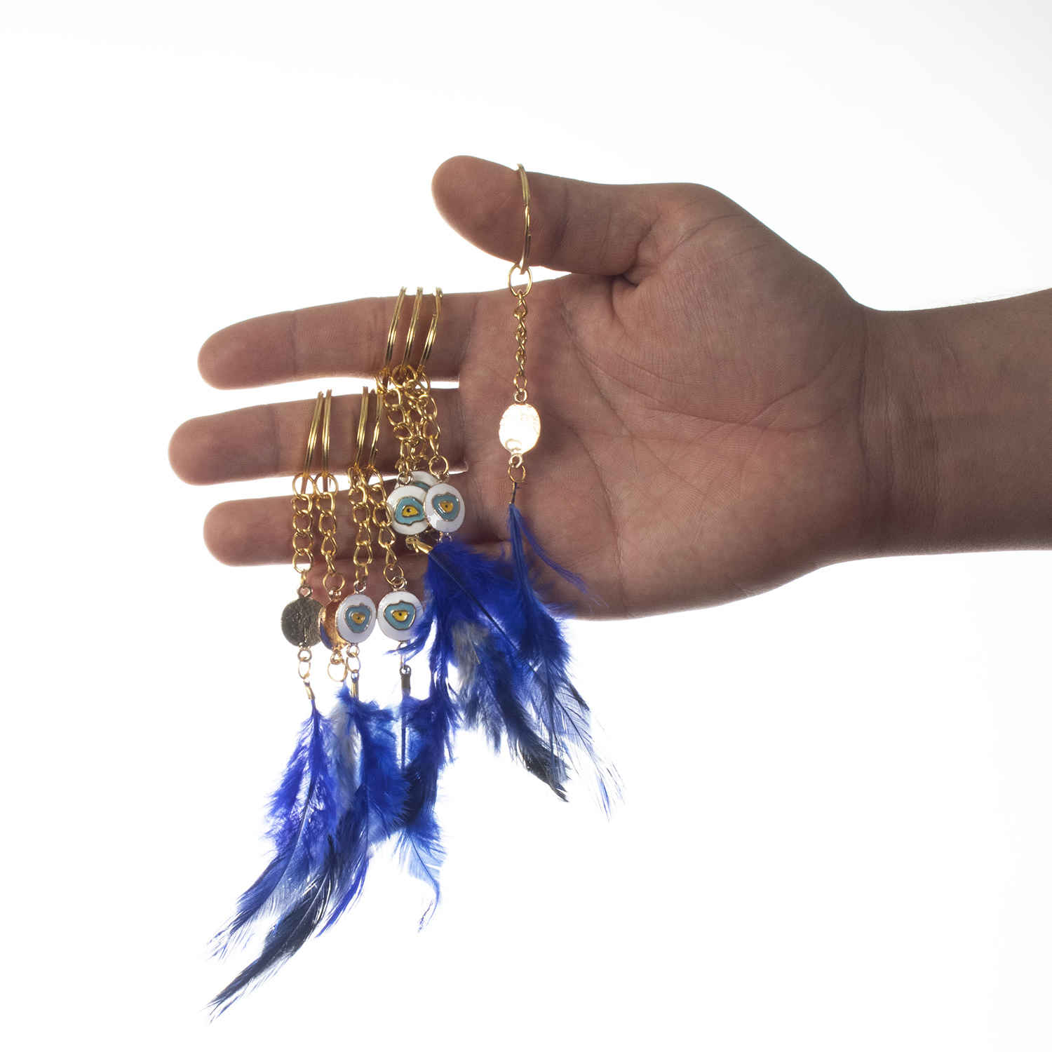Price and Buy Metal Feather Keychain – Evil Eye Style - Image 3