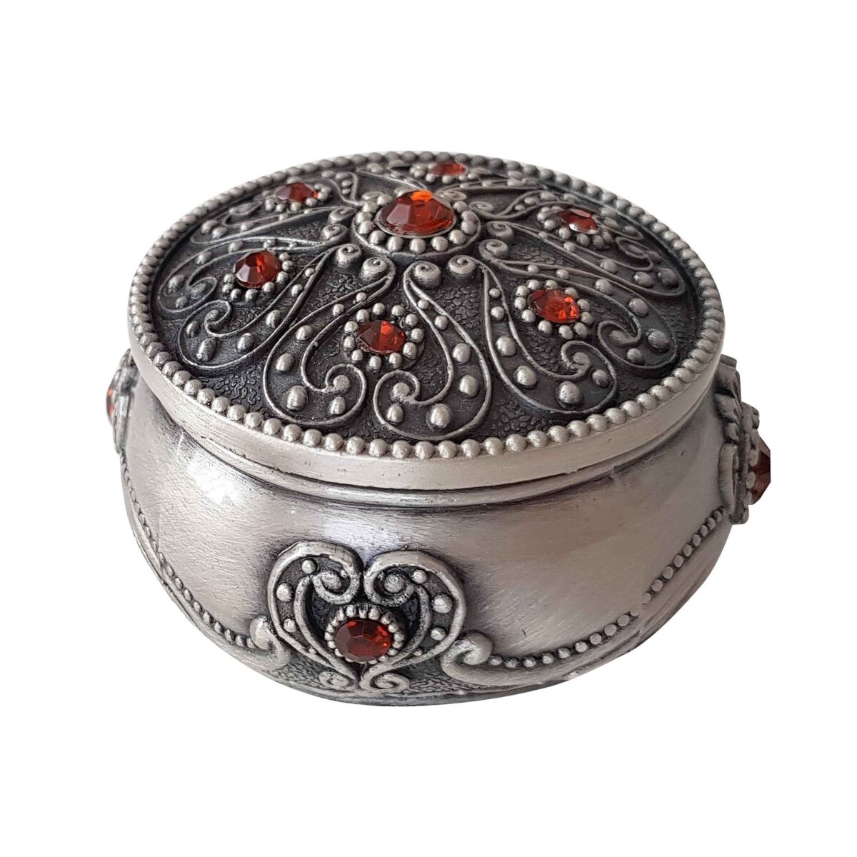 Price and Buy Metal Jewelry Box Vintage Design With Red Gem
