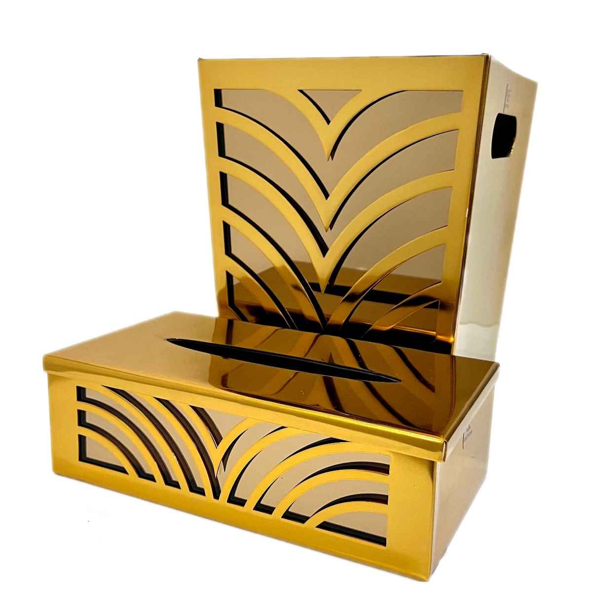 Price and Buy Metal Waste Basket & Tissue Box Cover With Mirror & Wood Combination_68fe5aeac15aa.jpeg Price and Buy Metal Waste Basket & Tissue Box Cover With Mirror & Wood Combination - Image 1