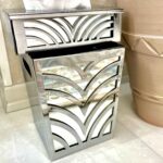 Price and Buy Metal Waste Basket & Tissue Box Cover With Mirror & Wood Combination - Image 3