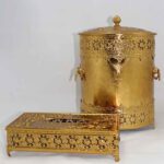 Price and Buy Metal Waste Basket & Tissue Box Set With Removable Lid