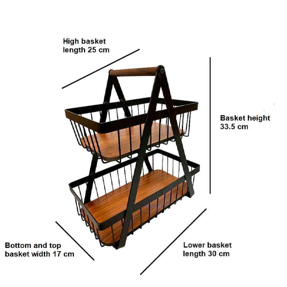 Price and Buy Metal Wire Fruit Basket 2-Tier With Detachable Wooden Base - Image 4