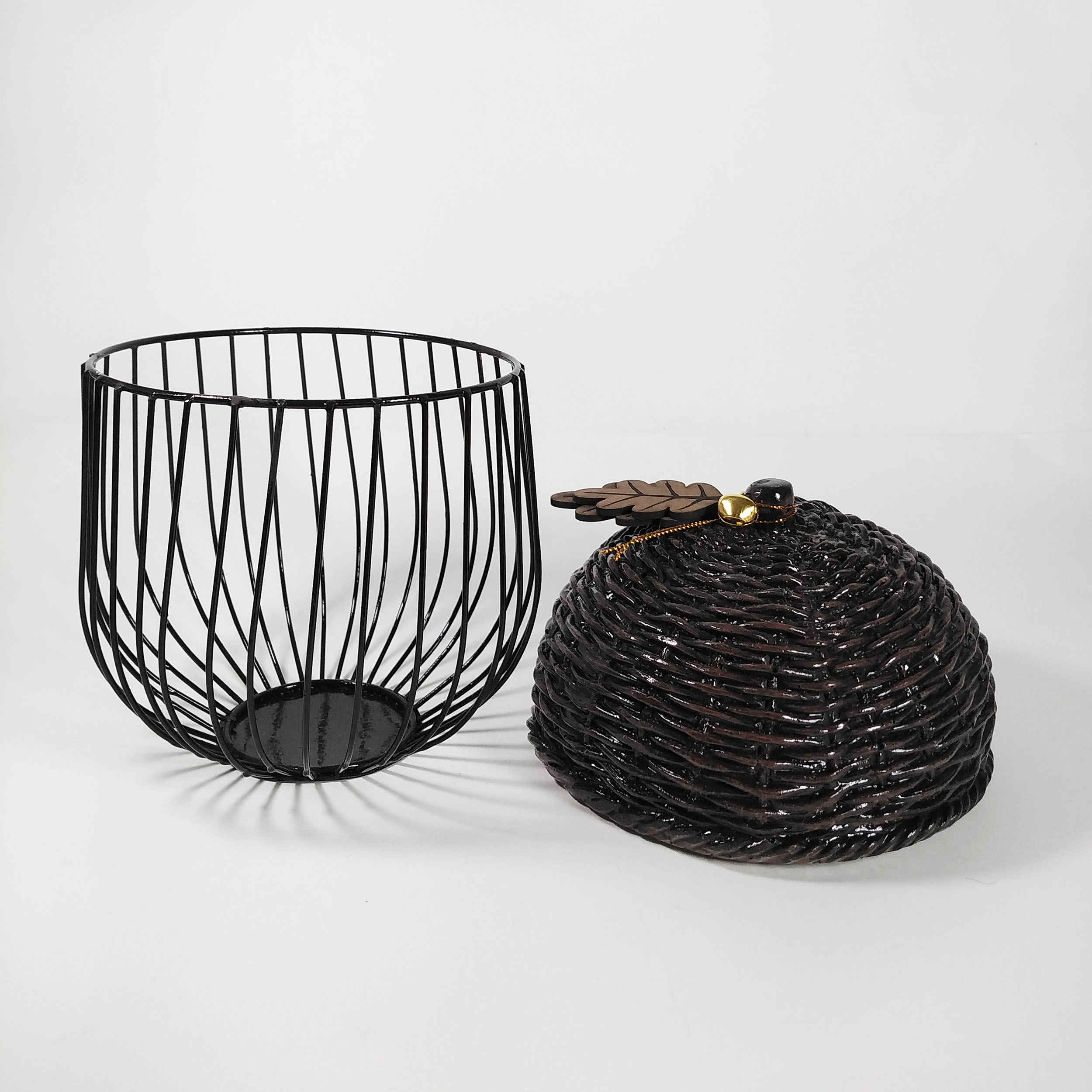 Price and Buy Metal Wire Fruit Basket Oak Shaped With Resin Door - Image 3