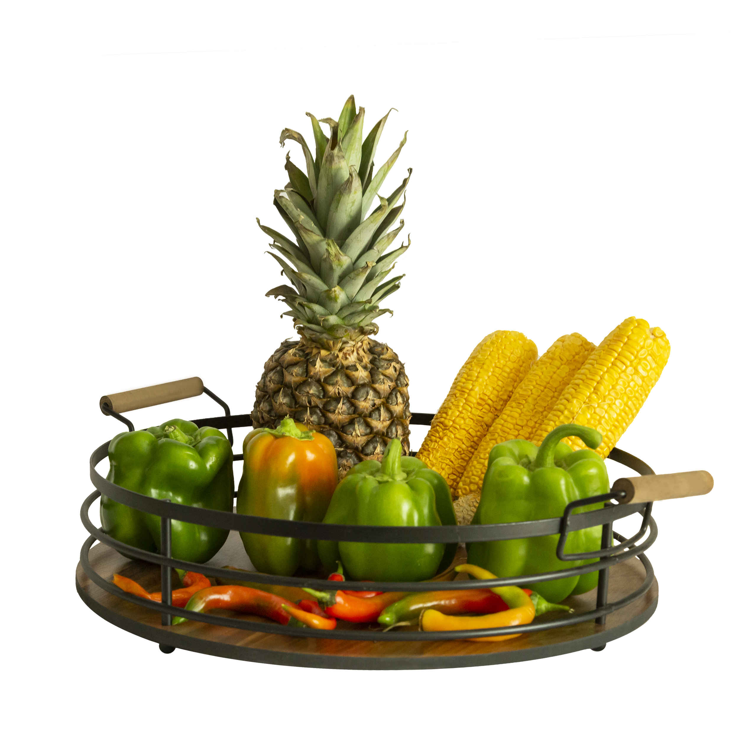 Price and Buy Metal Wire Fruit Basket Round Shaped With Wooden Handle - Image 3