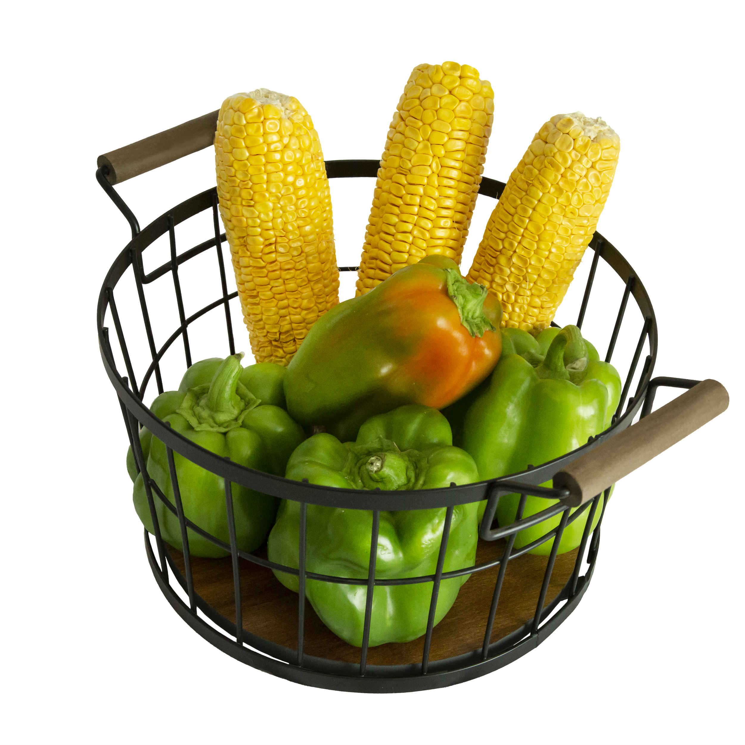 Price and Buy Metal Wire Fruit Basket With Wooden Base Model High - Image 3