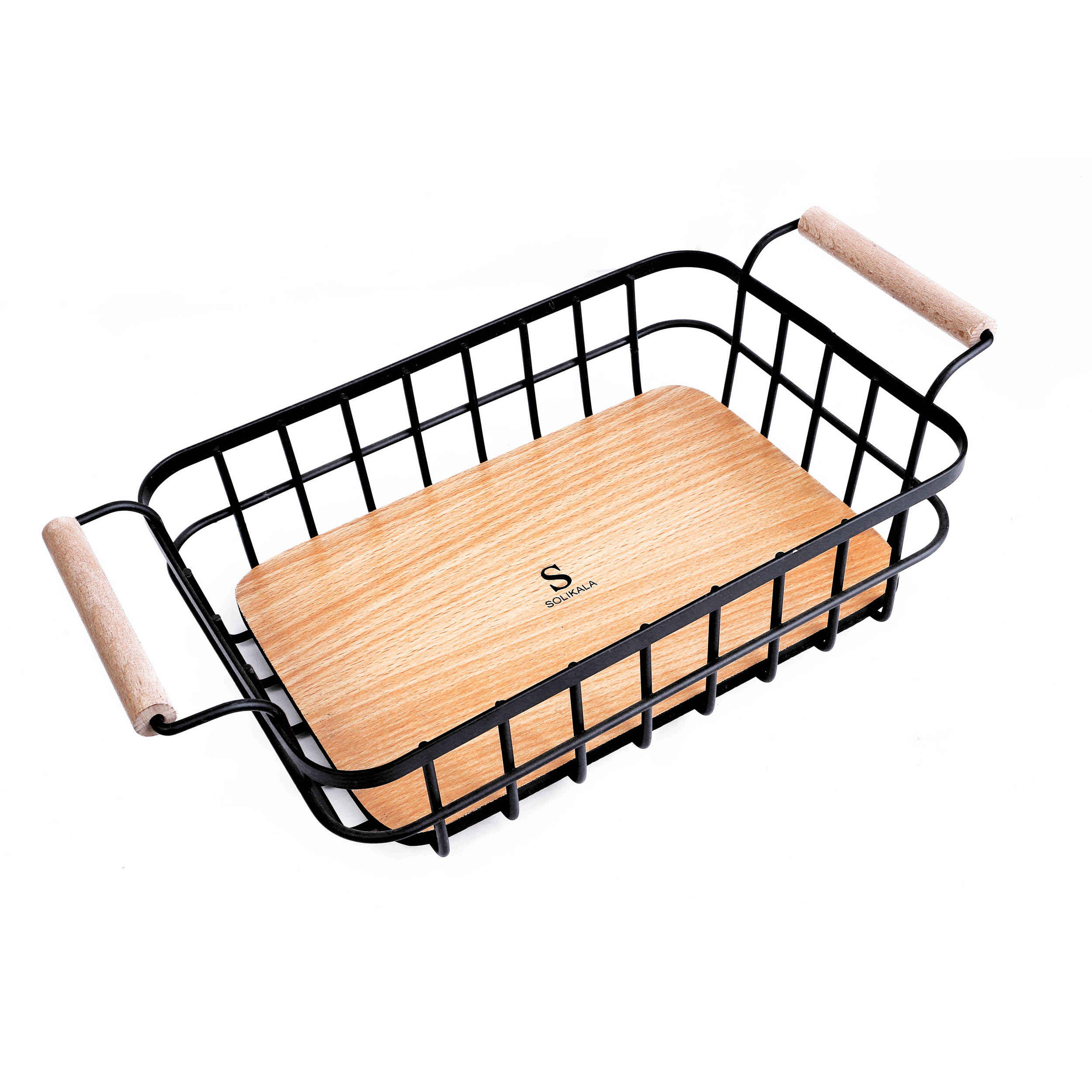 Price and Buy Metal Wire Fruit Basket With Wooden Handle & Base