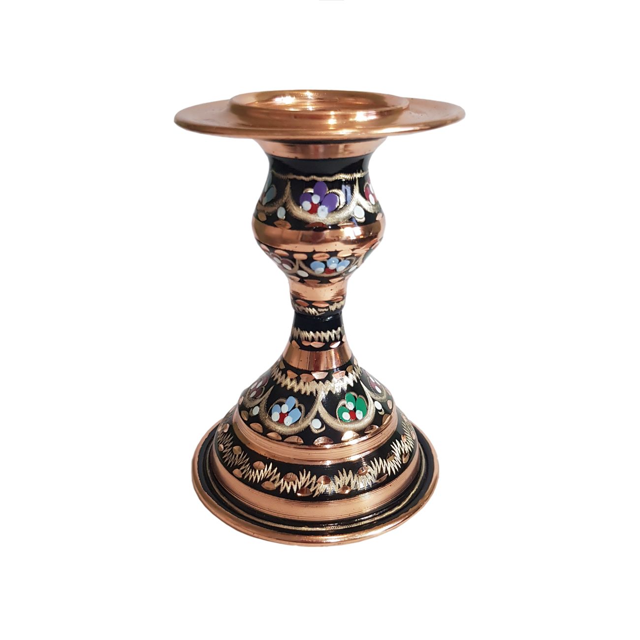 Price and Buy Minakari Enamel Copper Candle Holder with Short Base Unique & Ellegant Design - Image 3