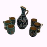 Price and Buy Minakari Enamelwork Pottery Pitcher & Glass Set – 7 piece with Floral Design - Image 3