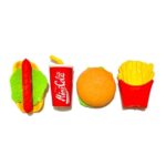Price and Buy Mini Fast Food Erasers – Cute Burger, Pizza, Soda & Fries Set (x4)