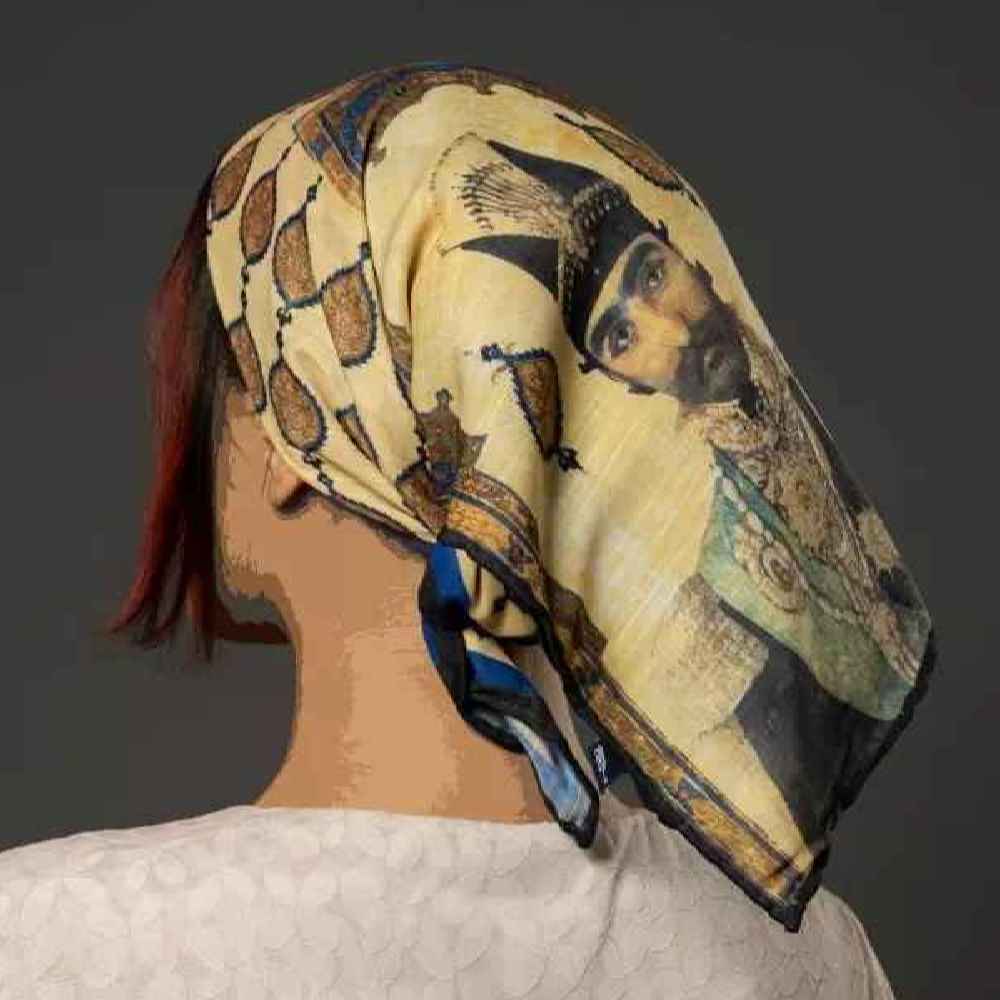 Price and Buy Mini Head Scarf for Women – Artistic Naser al-Din Shah Qajar Print - Image 3