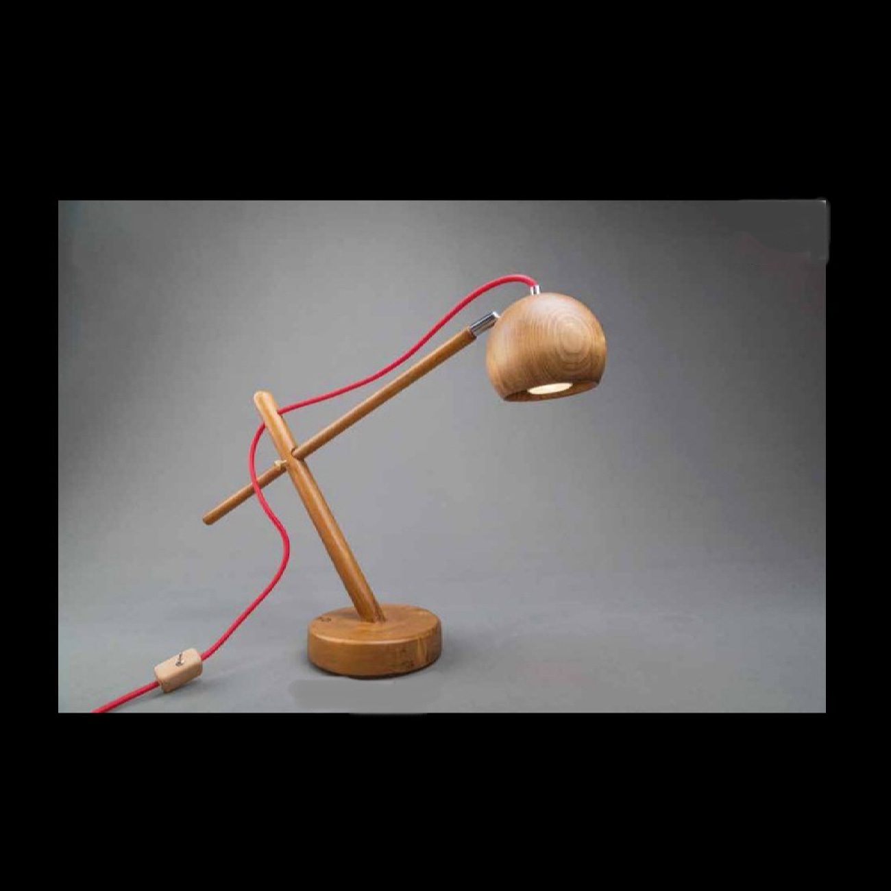 Price and Buy Minimalist Adjustable Round Head Wooden Desk Lamp with Red Cord