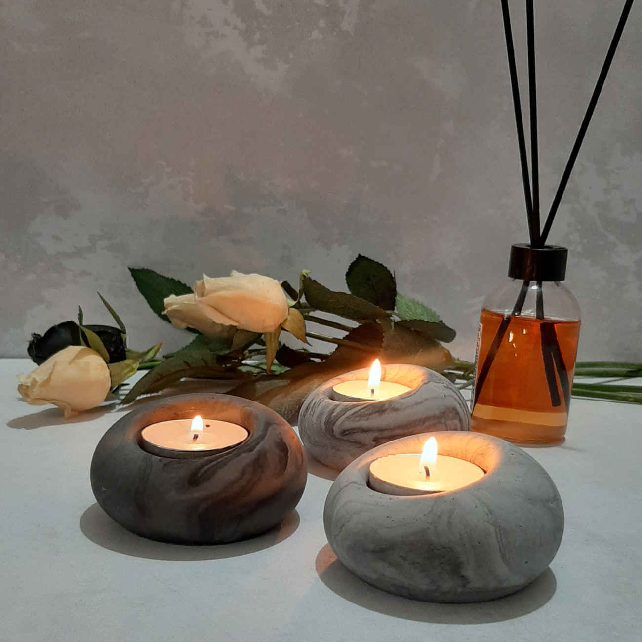 Price and Buy Minimalist Concrete Candle Holder – Simple & Durable, Set of 3 - Image 3