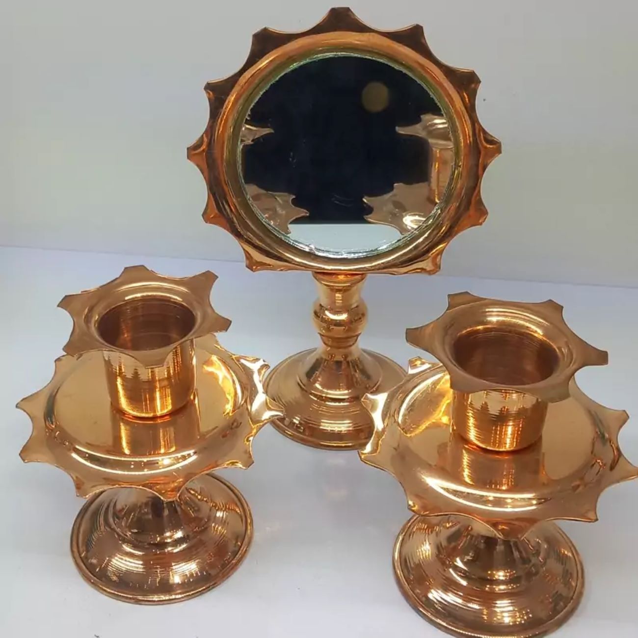 Price and Buy Mirror with Two Small Copper Candleholders, 15 Cm in Height_6903072912640.jpeg Price and Buy Mirror with Two Small Copper Candleholders, 15 Cm in Height - Image 1