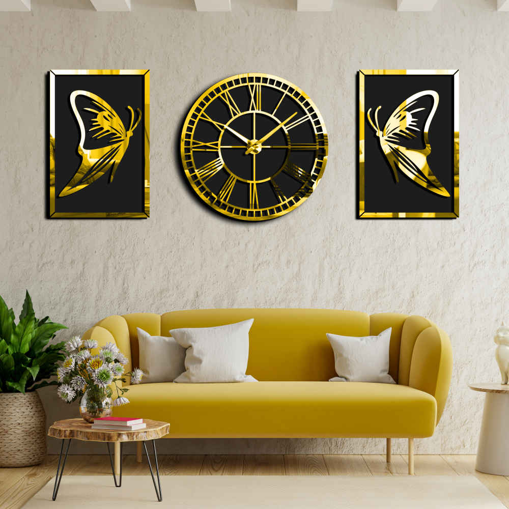 Price and Buy Modern 3-Piece Wall Clock Set Butterfly - Image 3