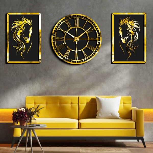 Price and Buy Modern 3-Piece Wall Clock Set Horse