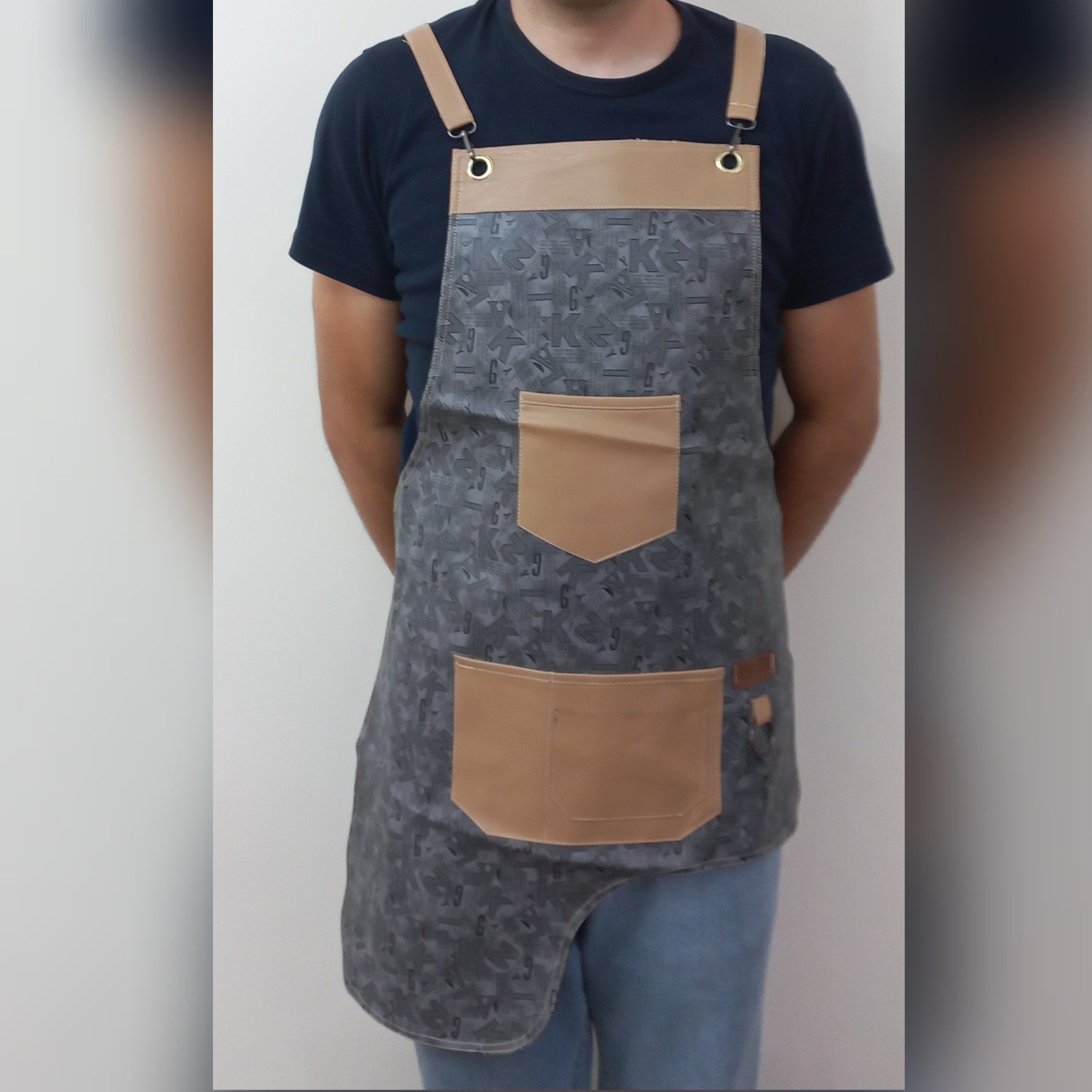 Price and Buy Modern Barista Apron Artificial Leather Sleek & Stylish in Gray