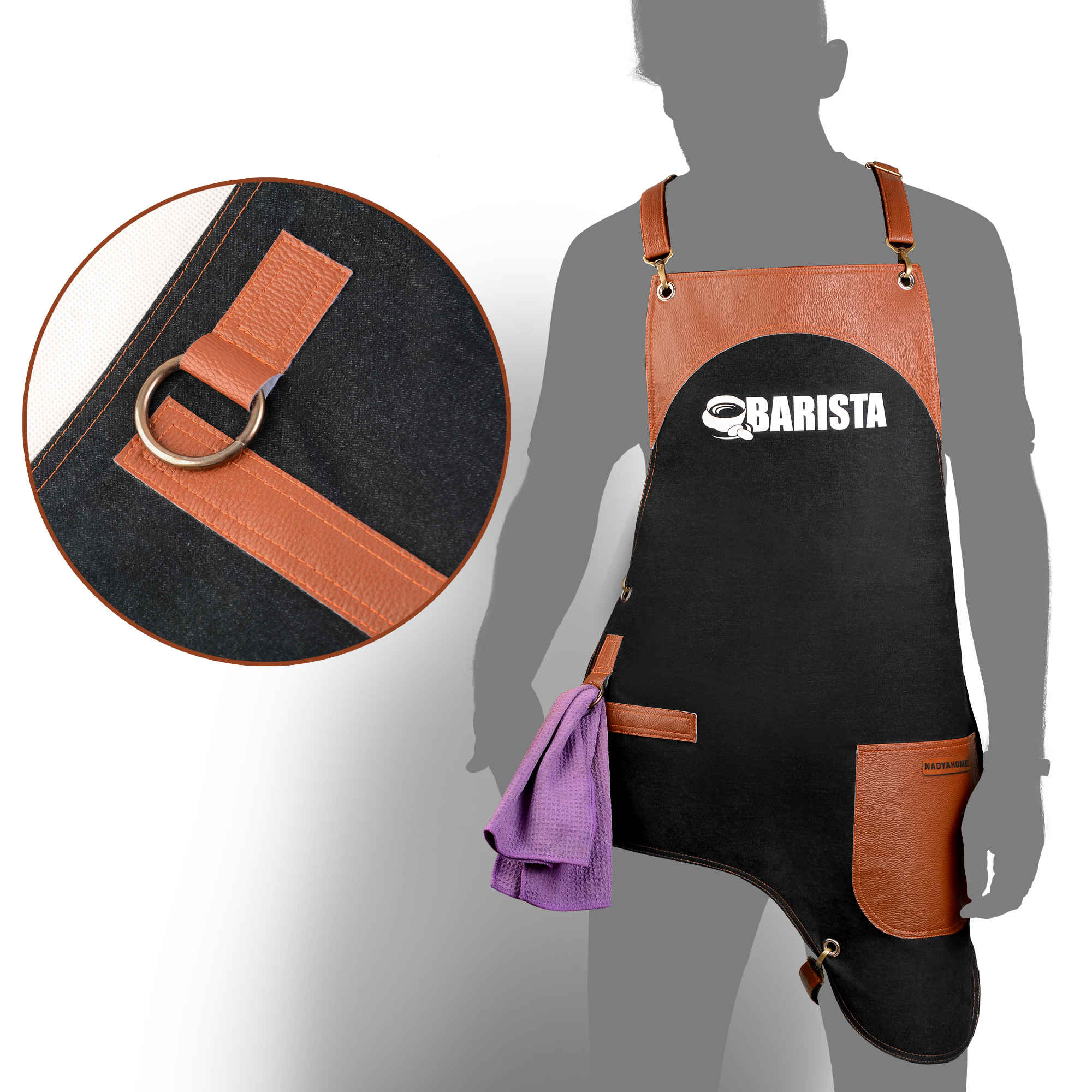 Price and Buy Modern Barista Apron Denim Sleek & Stylish in Black - Image 7