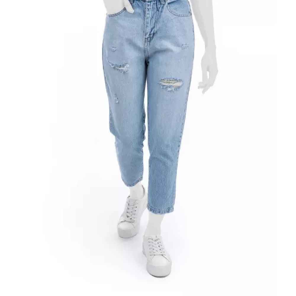 Price and Buy Mom Jeans Elastic Waist with Ripped Design Fashion Style - Image 4