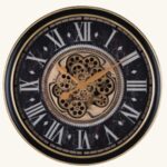 Price and Buy Moving Metal Gear Wall Clock with Roman Numerals