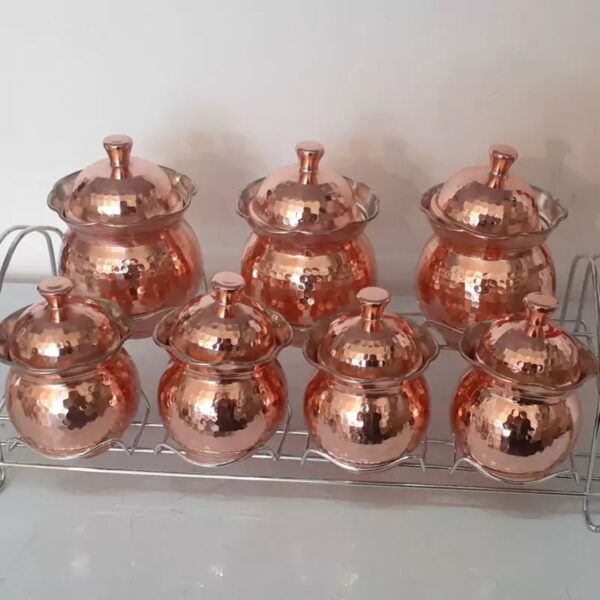 Price and Buy Nano-Coated Copper Storage Jars with Lid & Metal Stand 7 Pcs_690201d7a937f.jpeg Price and Buy Nano-Coated Copper Storage Jars with Lid & Metal Stand 7 Pcs