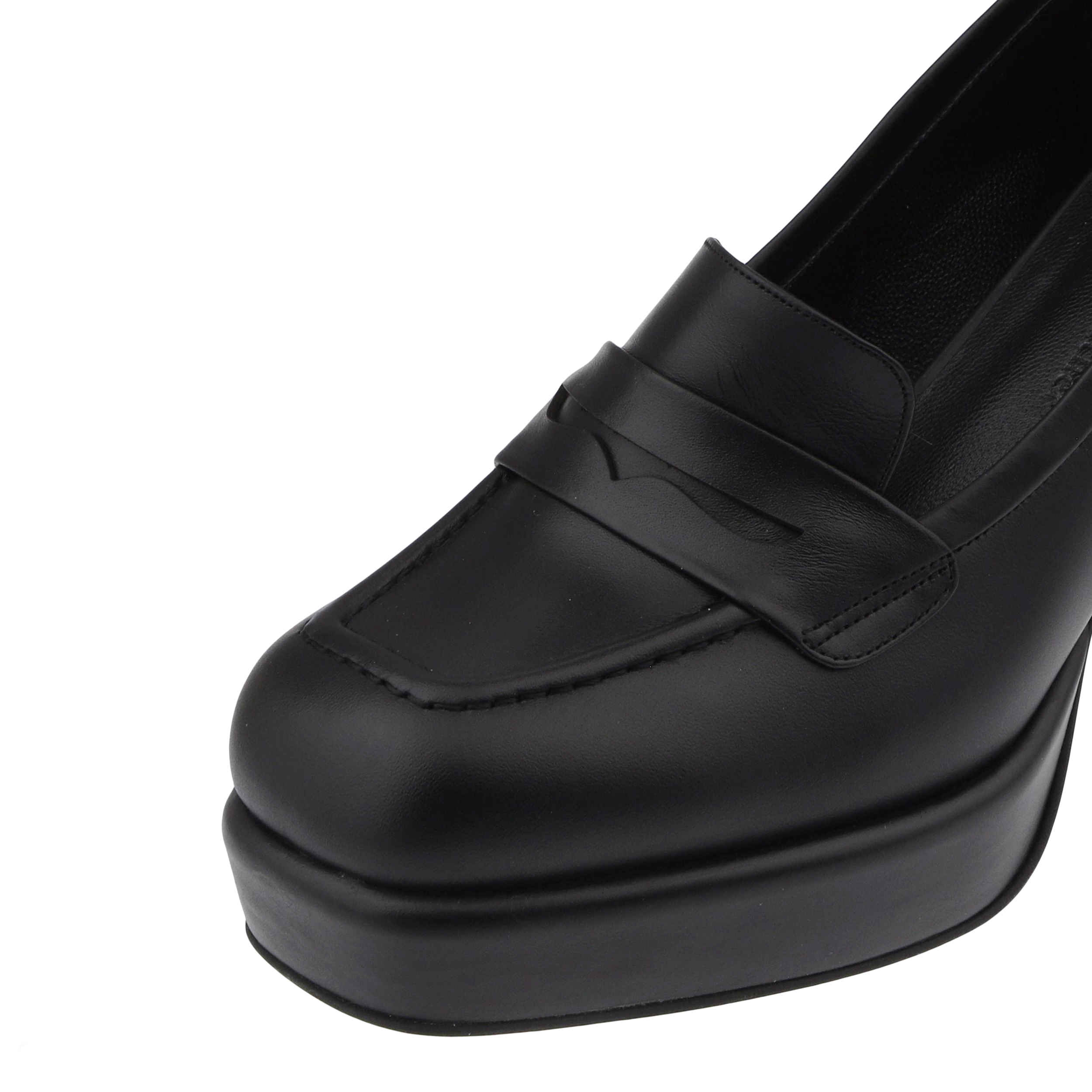 Price and Buy Natural Leather Loafers High Heels Shoes for Women - Image 3
