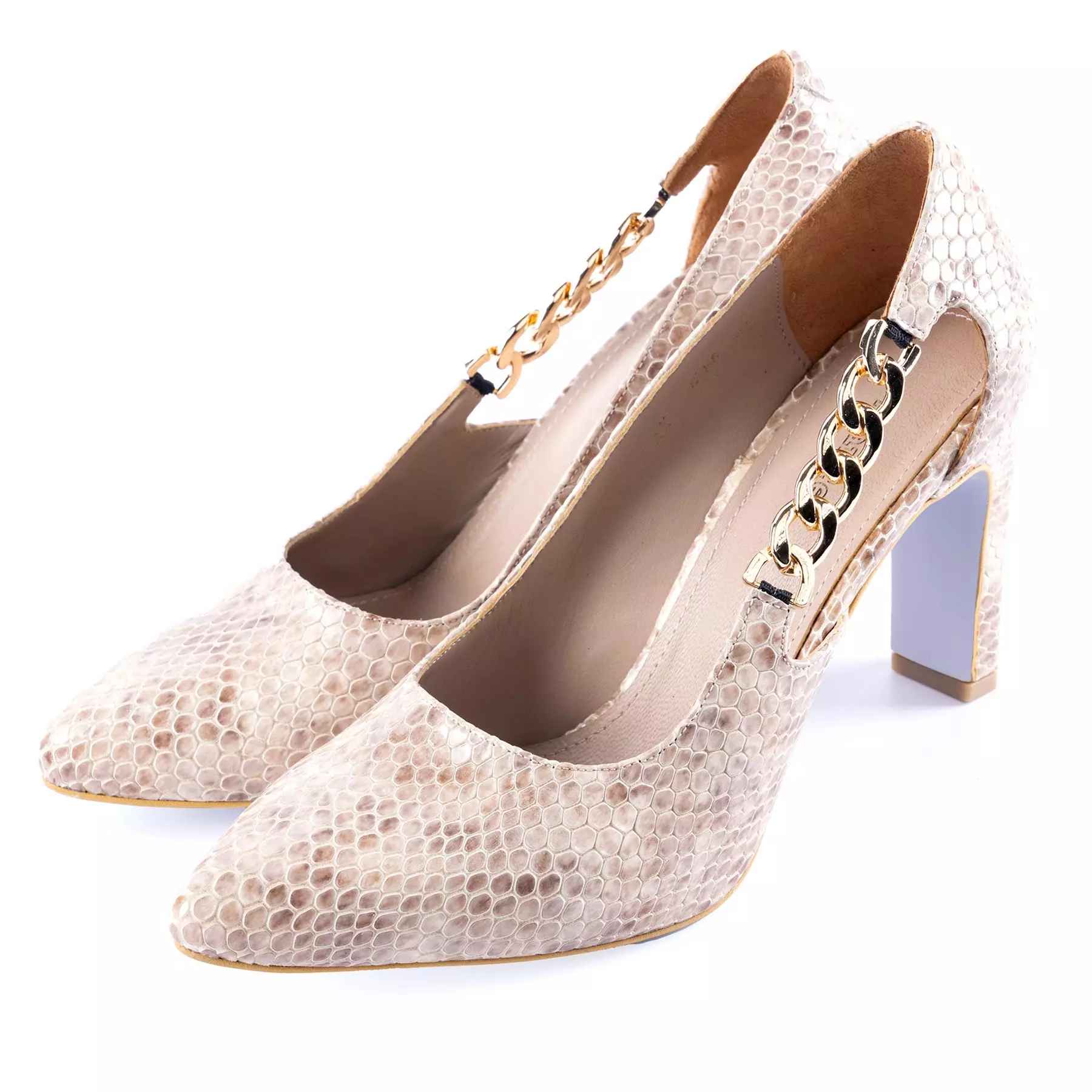 Price and Buy Natural Leather Pump Heels for Women with Snake Print Design